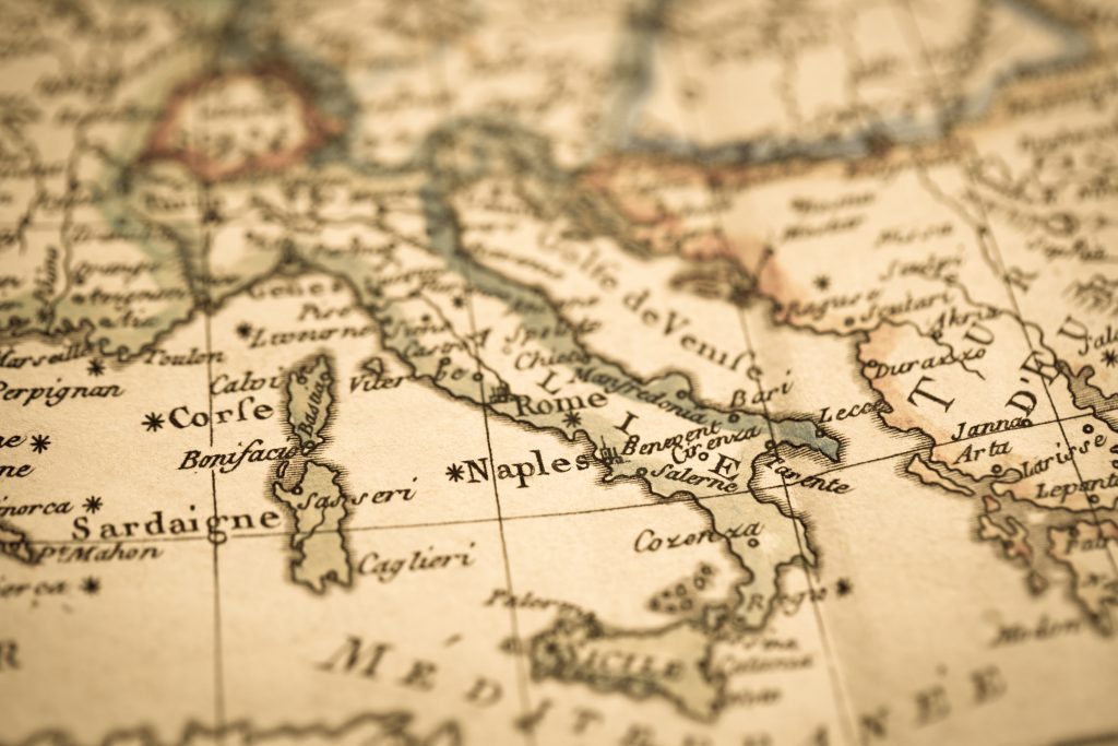 Antique world map Mediterranean