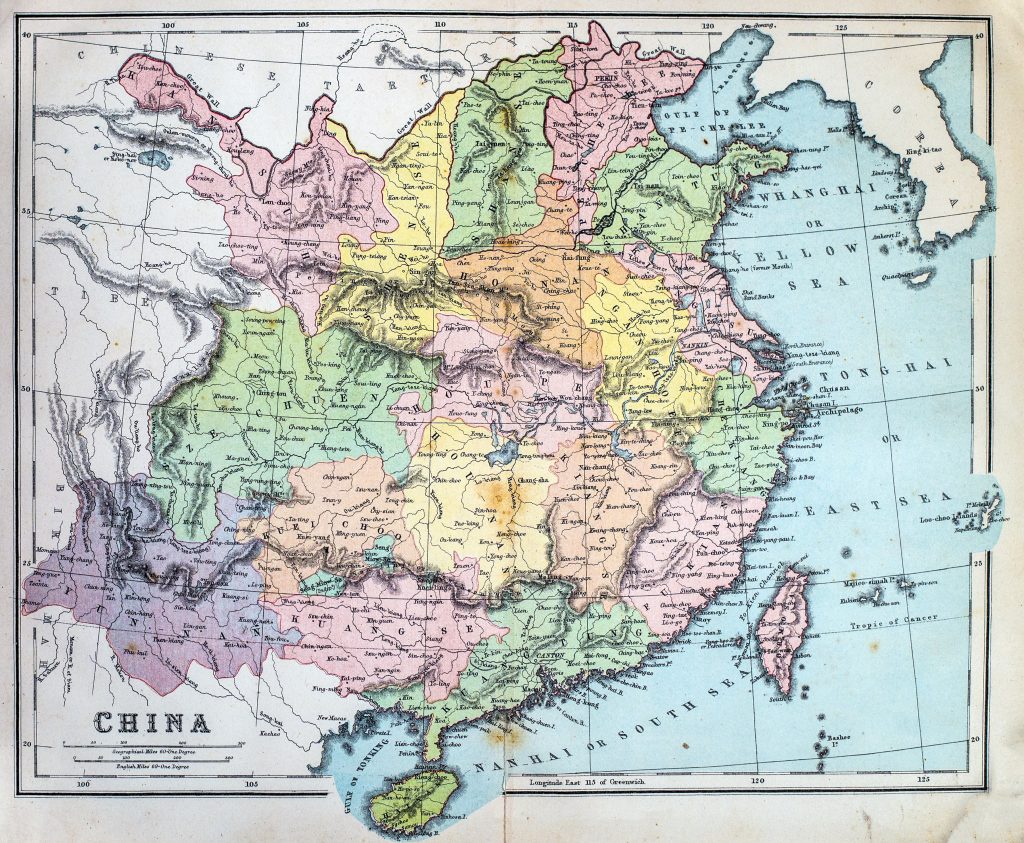 Victorian era map of China originally published in 1880